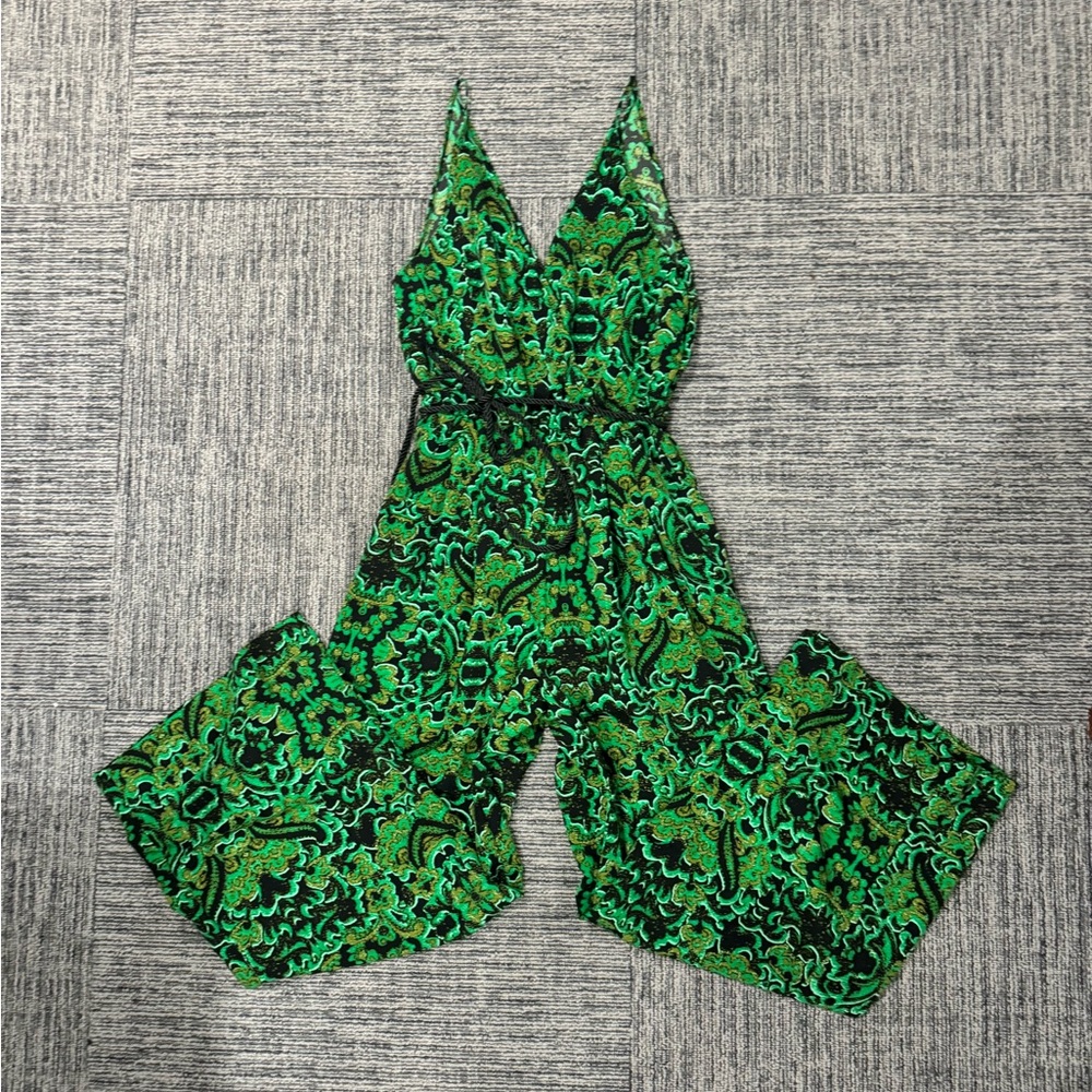 Vibrant Green Patterned Jumpsuit